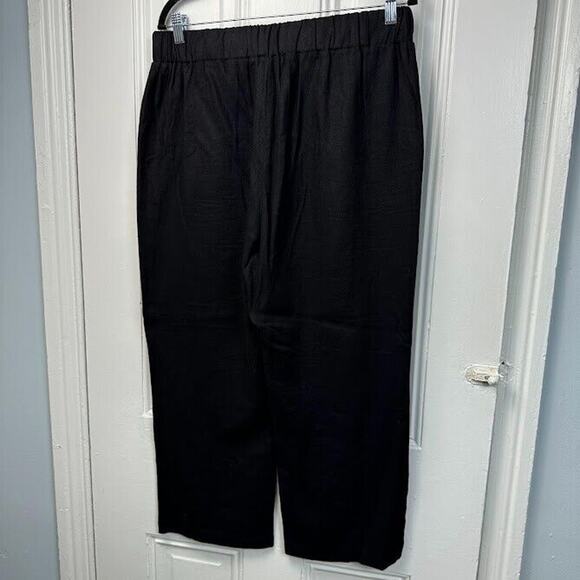 Joie Pants Womens Large Black Stretch Pull On Linen Blend Cropped High Rise - Picture 6 of 8